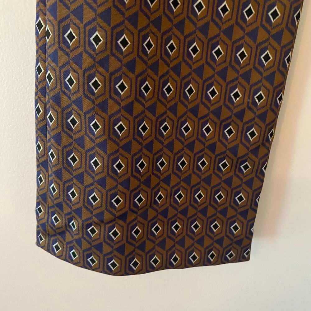 Zara Brown Navy Patterned Stretchy Straight Leg Dress Pants Boho Women's Small - Picture 5 of 12